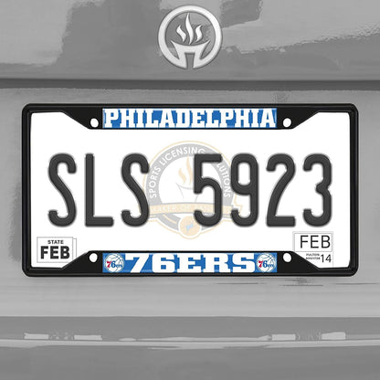 FANMATS 31338 Philadelphia 76ers Metal License Plate Frame Black Finish