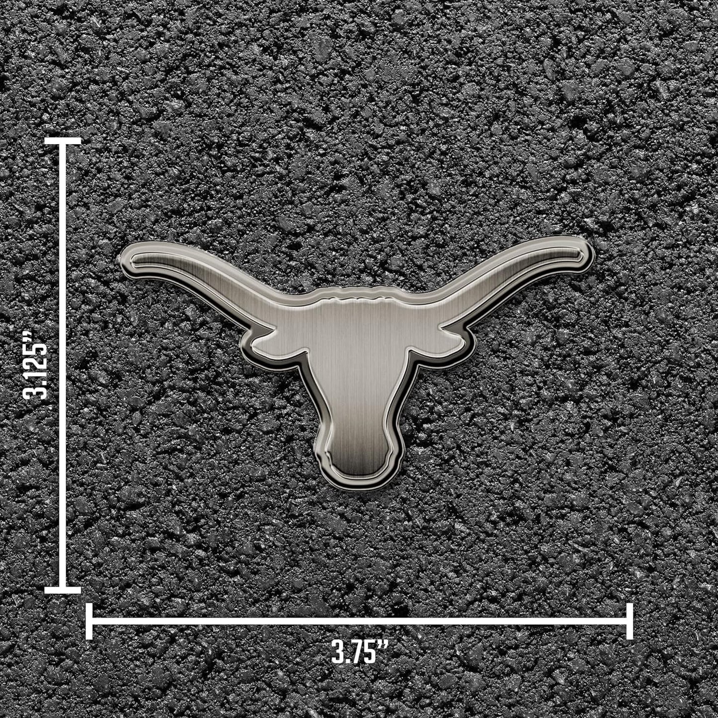 University of Texas Longhorns Auto Emblem Solid Metal Raised Die Cut Antique Nickel Finish Adhesive Backing