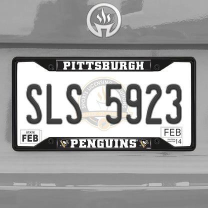 FANMATS 31389 Pittsburgh Penguins Metal License Plate Frame Black Finish