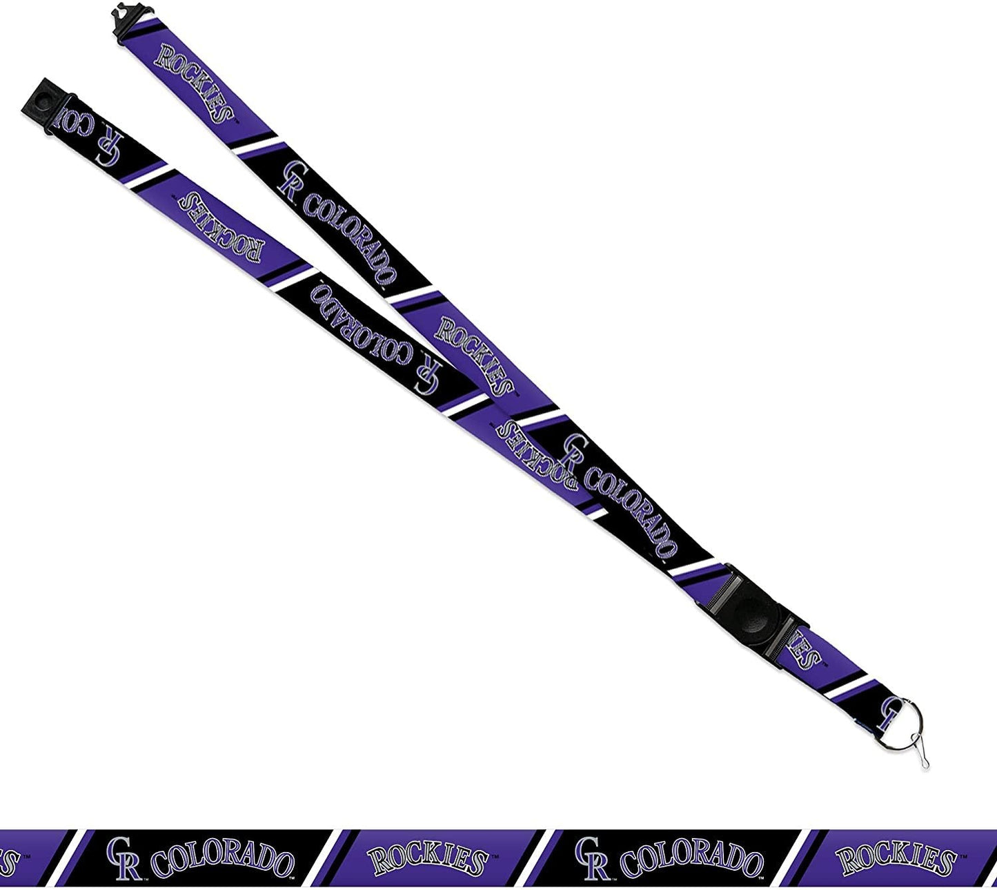 Colorado Rockies Lanyard Keychain Double Sided 18 Inch Button Clip Safety Breakaway