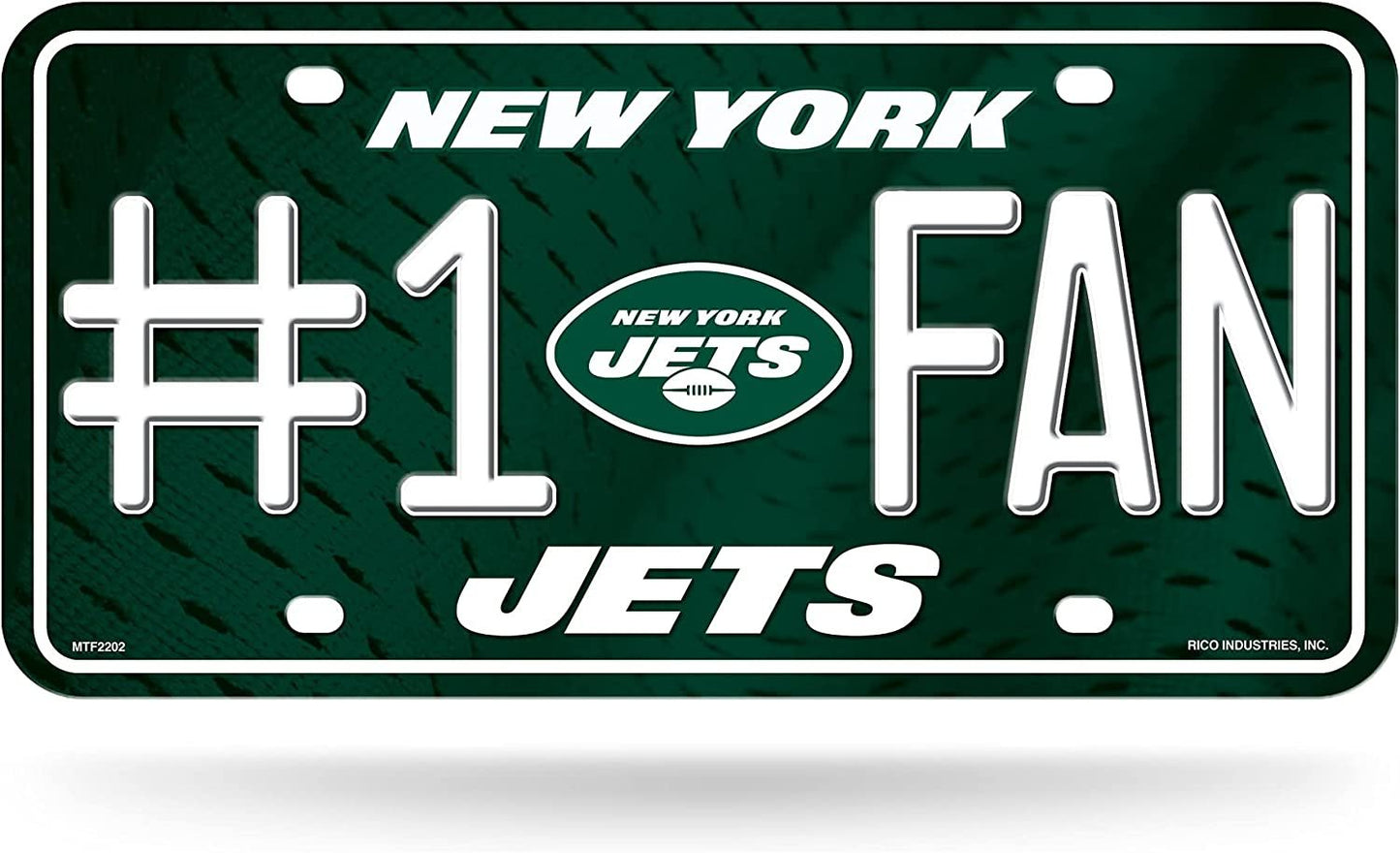 New York Jets Metal Auto Tag License Plate, #1 Fan Design, 12x6 Inch