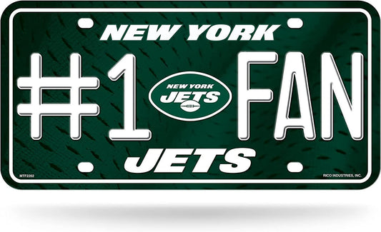 New York Jets Metal Auto Tag License Plate, #1 Fan Design, 12x6 Inch