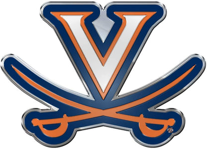 University of Virginia Cavaliers Auto Emblem, Aluminum Metal, Embossed Team Color, Raised Decal Sticker, Full Adhesive Backing