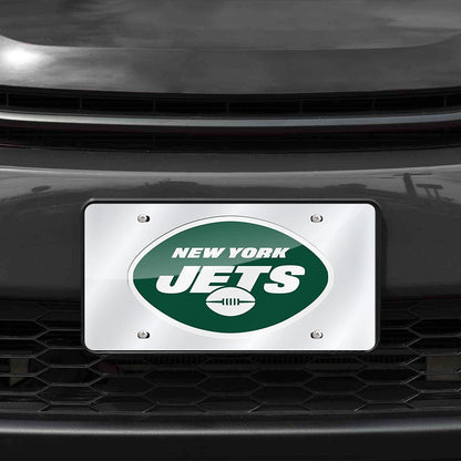 New York Jets Premium Laser Cut Tag License Plate, Mirrored Acrylic Inlaid, 12x6 Inch