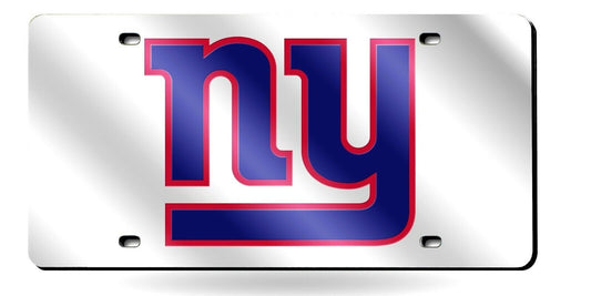 New York Giants Premium Laser Cut Tag License Plate, Mirrored Acrylic Inlaid, 12x6 Inch