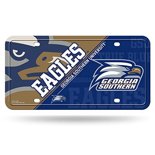 Georgia Southern University Eagles Premium Metal Auto Tag License Plate, Split Logo Design, 12x6 Inch