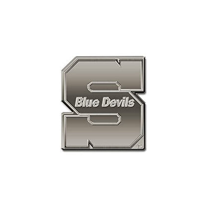 Rico Industries NCAA Wisconsin-Stout Blue Devils Antique Auto Emblem Antique Nickel Auto Emblem for Car/Truck/SUV