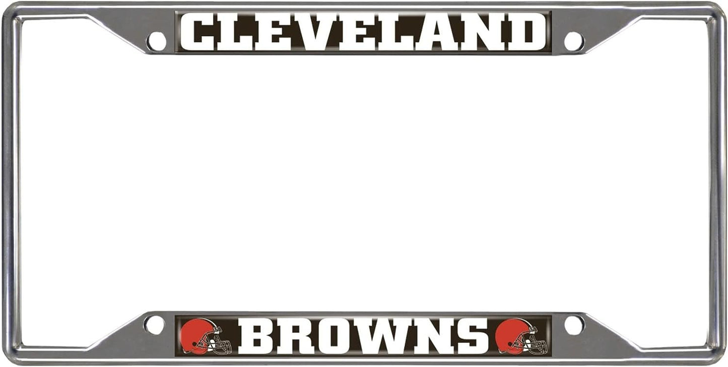 Cleveland Browns Chrome Metal License Plate Frame Tag Cover 6.25x12.25 Inches