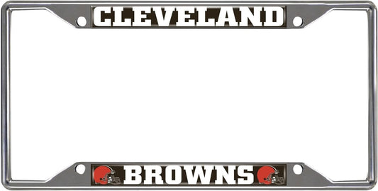 Cleveland Browns Chrome Metal License Plate Frame Tag Cover 6.25x12.25 Inches