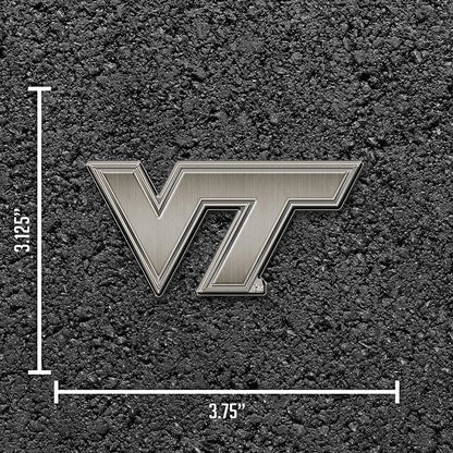 Virginia Tech Hokies Solid Metal Auto Emblem Antique Nickel for Car/Truck/SUV