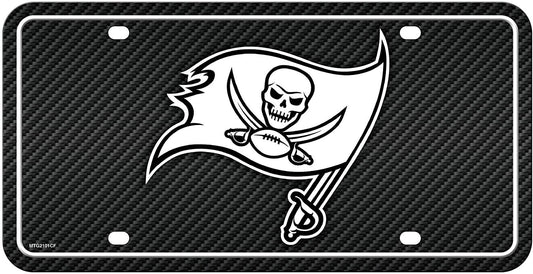 Tampa Bay Buccaneers Metal Auto Tag License Plate, Carbon Fiber Design, 6x12 Inch