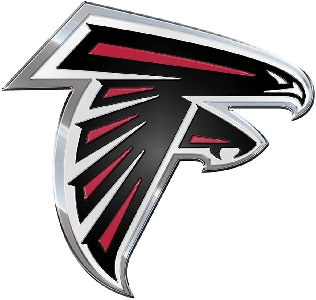 Atlanta Falcons Aluminum Metal Color Auto Emblem Full Adhesive Backing