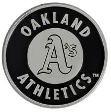 Oakland Athletics A's Auto Emblem, Plastic Molded, Silver Chrome Color, Raised 3D Effect, Adhesive Backing