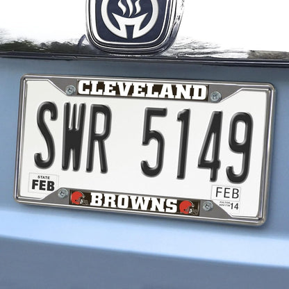 Cleveland Browns Chrome Metal License Plate Frame Tag Cover 6.25x12.25 Inches