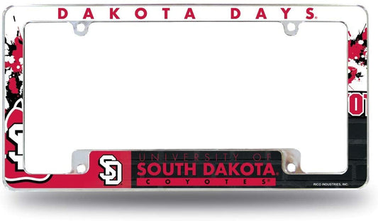South Dakota Coyotes Metal License Plate Frame Tag Cover All Over Design University of