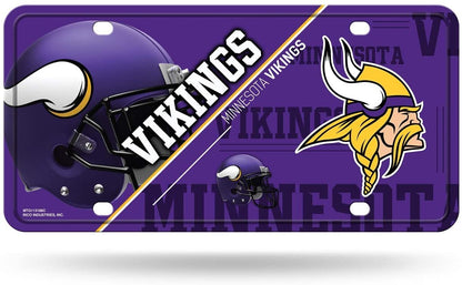Minnesota Vikings Metal Auto Tag License Plate, Split Design, 6x12 Inch