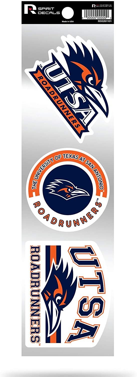 Texas San Antonio Roadrunners UTSA Triple Retro Throwback Spirit Decals Flat Vinyl Auto Home Sticker Sheet University of