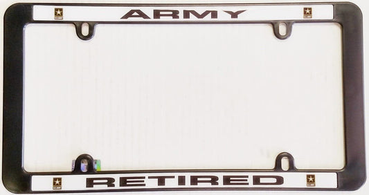 Army RETIRED Black Plastic License Plate Frame Tag Cover United States Military