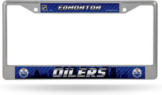 Edmonton Oilers Metal License Plate Frame Chrome Tag Cover, 12x6 Inch