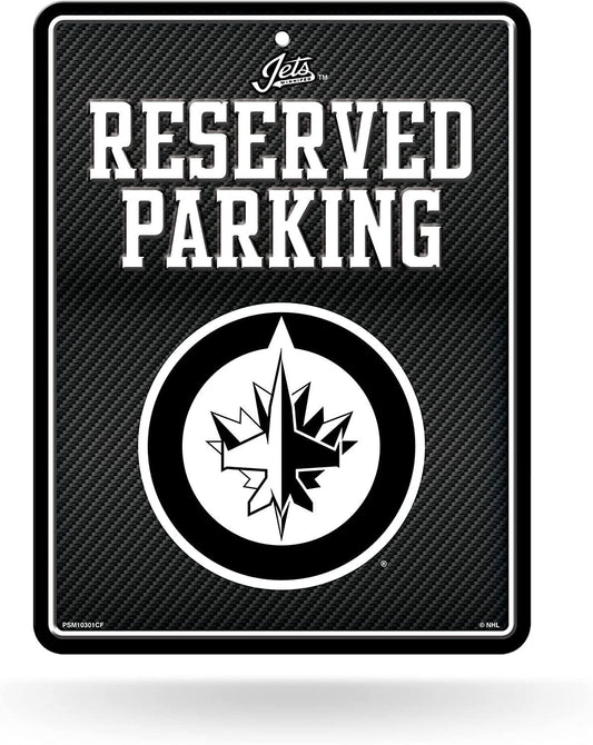 Winnipeg Jets Metal Parking Novelty Wall Sign 8.5 x 11 Inch Carbon Fiber Design
