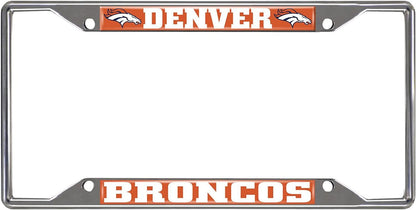 Denver Broncos Metal License Plate Frame Chrome Tag Cover 6x12 Inch