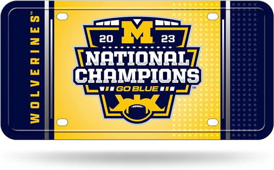 Rico Industries NCAA Michigan Wolverines 2024 CFP National Champions Metal Auto Tag 6" x 12" - Great for Truck/Car/SUV