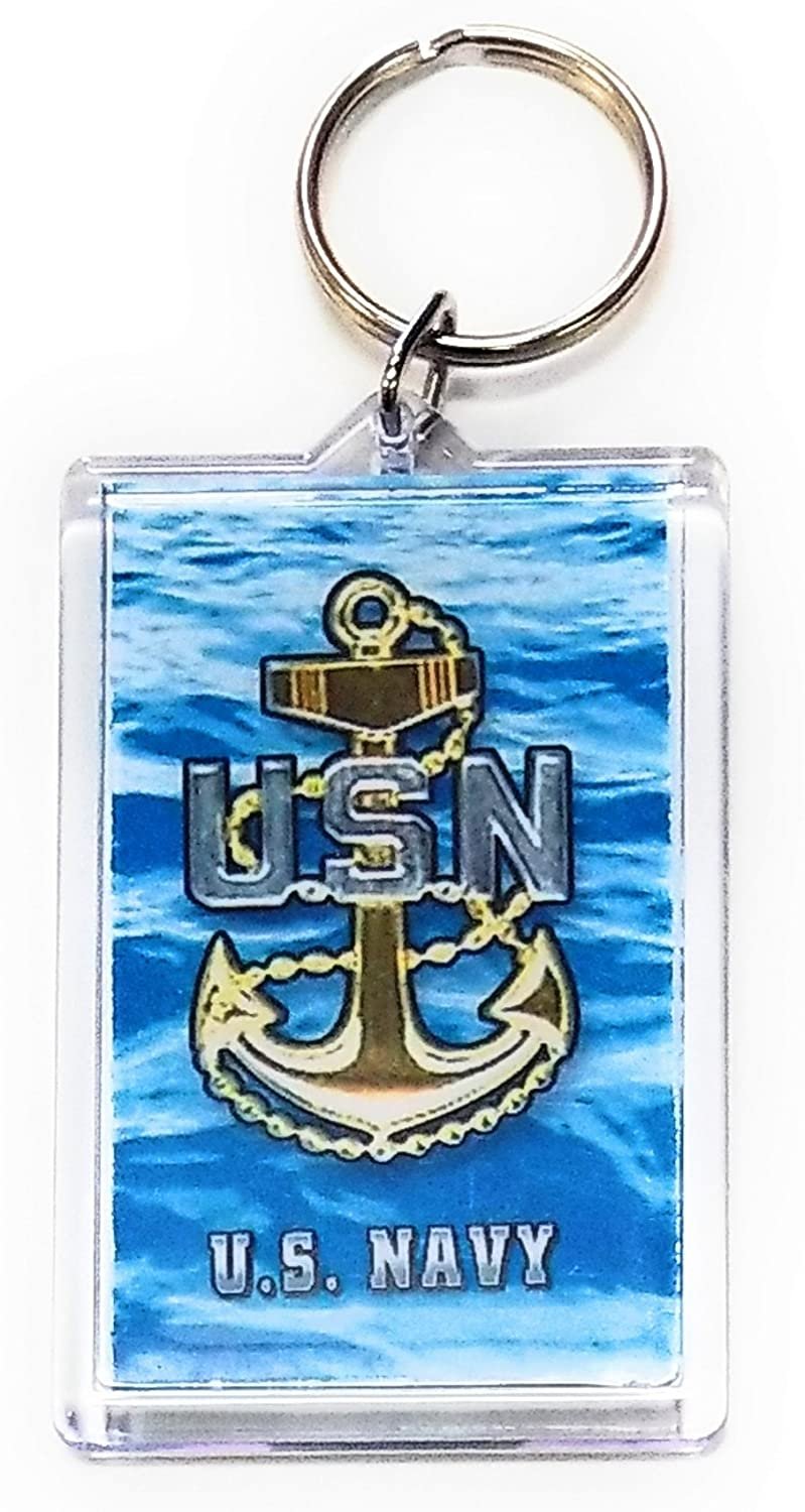 HP Industries Navy 2x3 Acrylic Keychain w/1" Keyring Decal Logo Emblem United States US Military