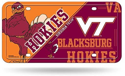 Virginia Tech University Hokies Metal Auto Tag License Plate, Split Design, 6x12 Inch