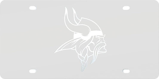 Minnesota Vikings Premium Laser Cut Tag License Plate, Frost Design, Mirrored Acrylic Inlaid, 6x12 Inch