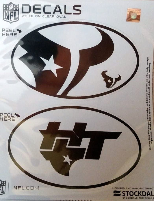 Houston Texans 2-Pack EURO STYLE Vinyl Oval Home Auto Decals Sticker Football