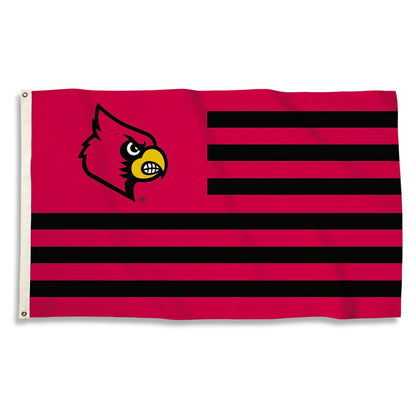 University of Louisville Cardinals Premium 3x5 Feet Flag Banner, Stripes Design, Metal Grommets, Outdoor Use, Single Sided