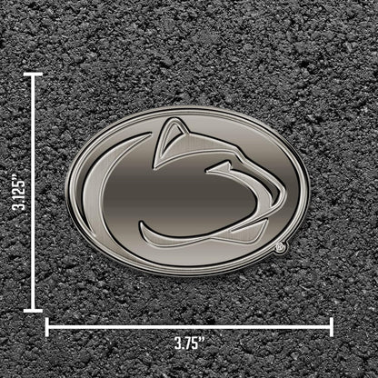 Penn State University Nittany Lions Auto Emblem Solid Metal, Raised, Die Cut, Antique Nickel Design, Full Adhesive Backing, Officially Licensed