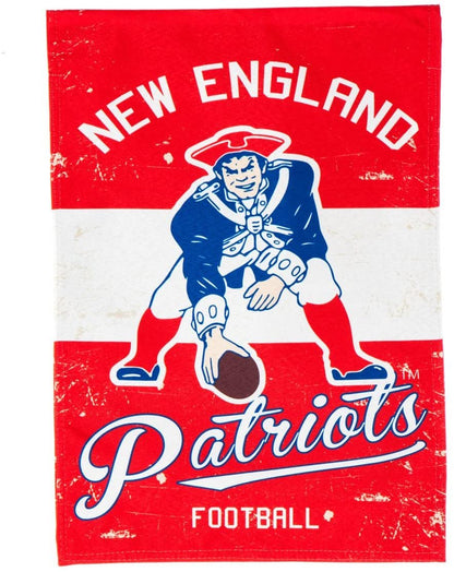 New England Patriots Premium 2-sided Garden Flag Banner, Vintage Logo, Linen, 13x18 Inch