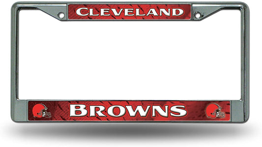 Cleveland Browns Premium Metal License Plate Frame Chrome Tag Cover, 12x6 Inch