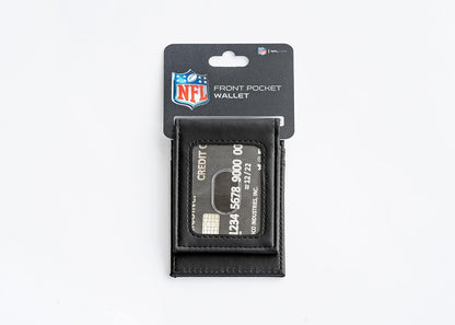 New Orleans Saints Premium Black Leather Wallet, Front Pocket Magnetic Money Clip, Laser Engraved, Vegan
