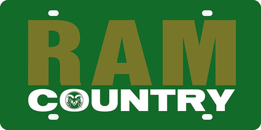 Colorado State University Rams Premium Laser Cut Tag License Plate, Country, Mirrored Acrylic Inlaid, 6x12 Inch