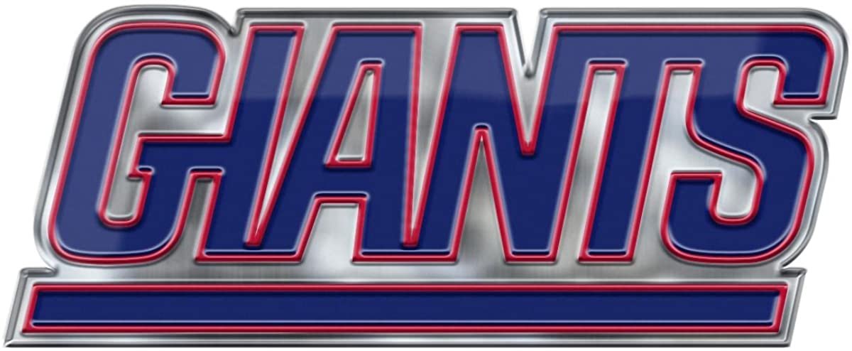New York Giants Embossed Color Auto Emblem, Raised Aluminum Metal, Full Adhesive Backing, Officially Licensed