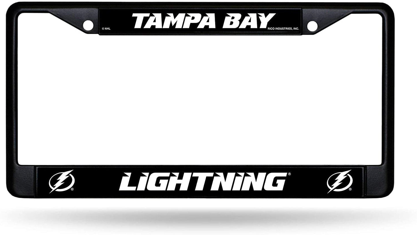 Tampa Ba Lightning Premium Black Metal License License Plate Frame Chrome Tag Cover, 12x6 Inch