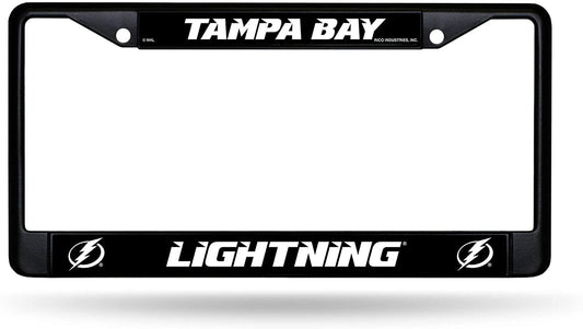 Tampa Ba Lightning Premium Black Metal License License Plate Frame Chrome Tag Cover, 12x6 Inch