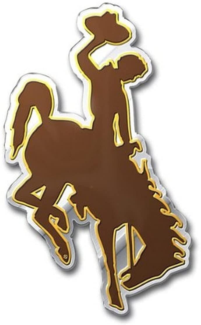 University of Wyoming Cowboys Auto Emblem, Aluminum Metal, Embossed Team Color, Raised Decal Sticker, Full Adhesive Backing