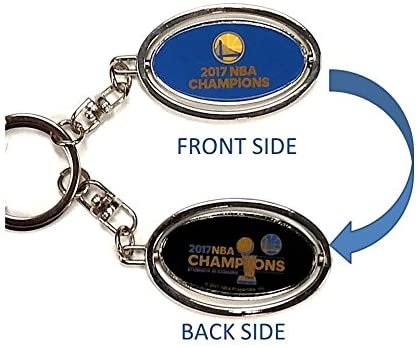 Golden State Warriors 2017 Champions Metal Keychain, Oval 2-Sided Spinner Basketball