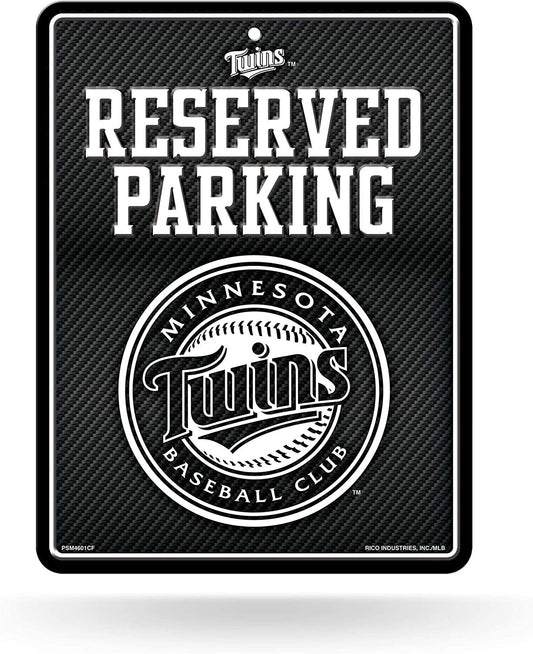Minnesota Twins Metal Parking Novelty Wall Sign 8.5 x 11 Inch Carbon Fiber Design