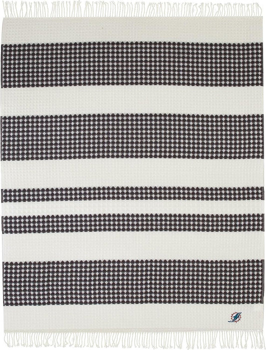 Miami Dolphins Throw Blanket Waffle Weave Jacquard, 50x60 Inch, Unisex-Adult, 100% Acrylic