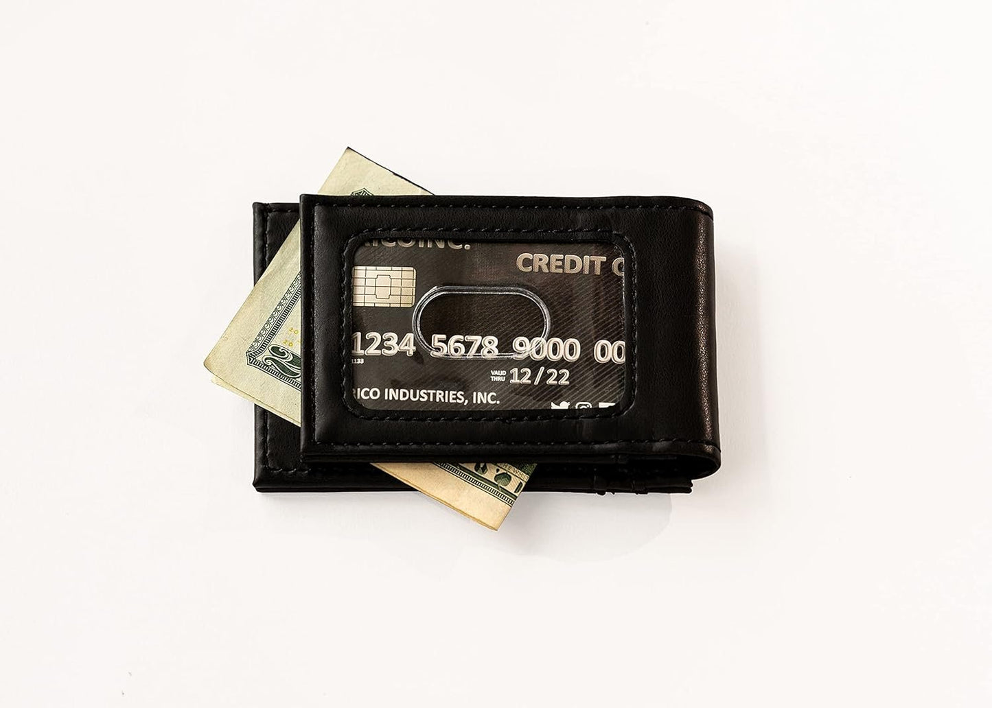 Green Bay Packers Premium Black Leather Wallet, Front Pocket Magnetic Money Clip, Laser Engraved, Vegan