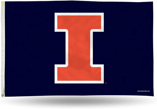 University of Illinois Illini Premium 3x5 Feet Flag Banner, Logo Design, Metal Grommets, Outdoor Use, Single Sided