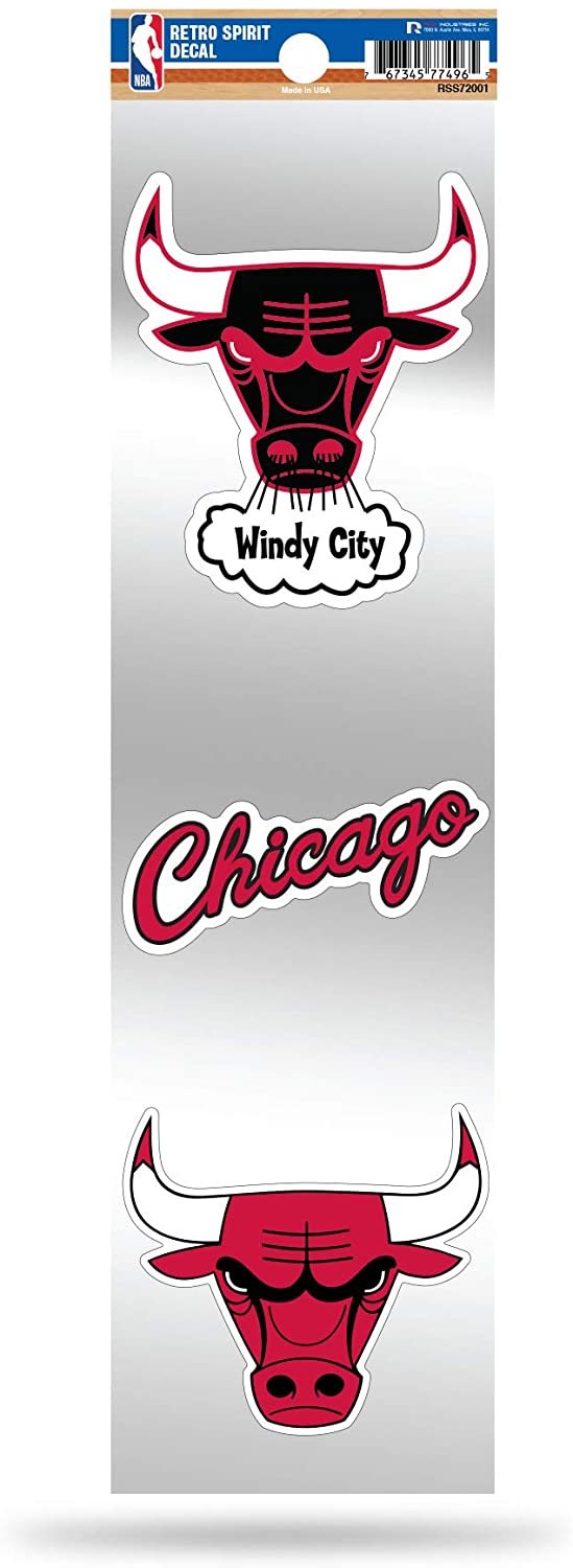 NBA Chicago Bulls NBA 3-Piece Retro Spirit Decals, Team Color, Size of individual decals will vary