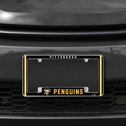 Pittsburgh Penguins Metal License Plate Frame Chrome Tag Cover Alternate Design 6x12 Inch