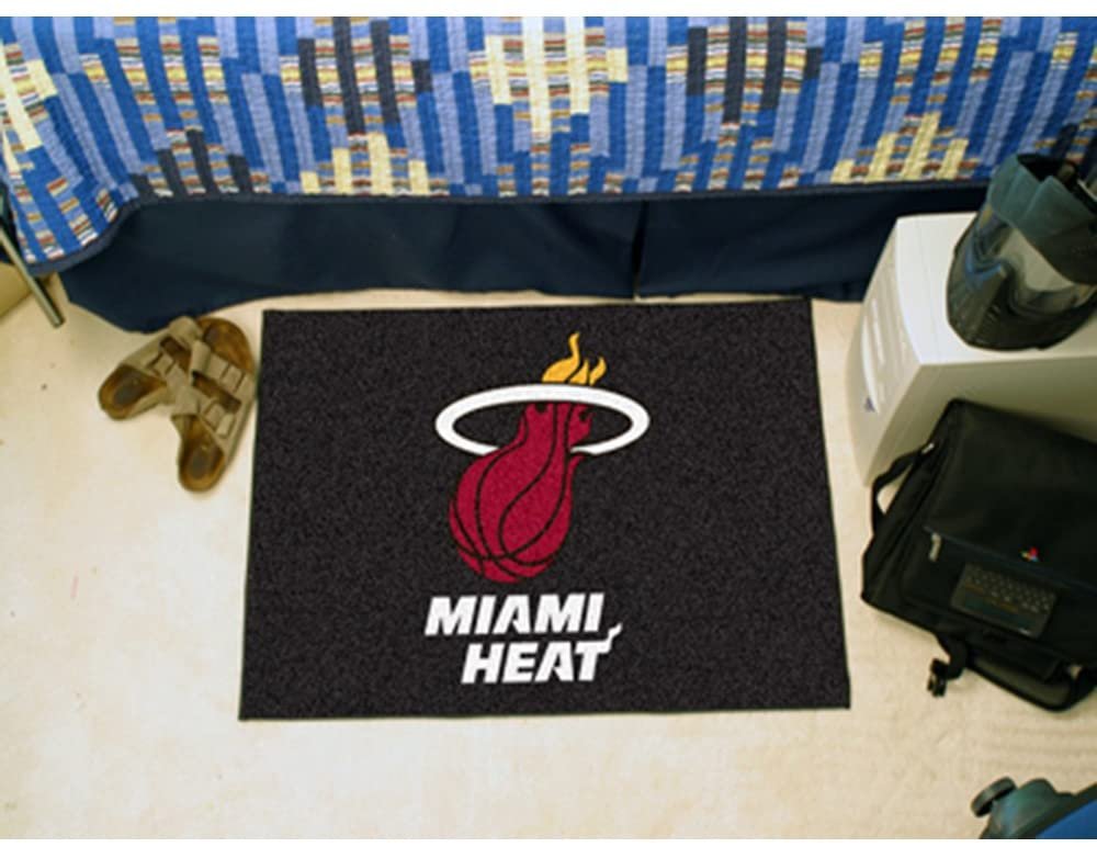 Miami Heat Floor Mat Area Rug, 20x30 Inch, Nylon, Anti-Skid Backing