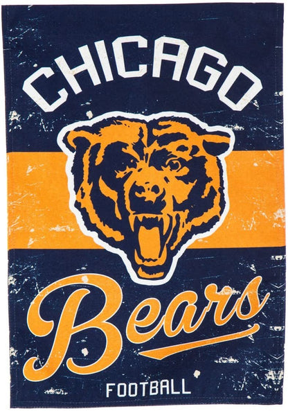 Chicago Bears Premium Garden Flag Banner, Double Sided, Linen, Vintage Style, 13x18 Inch