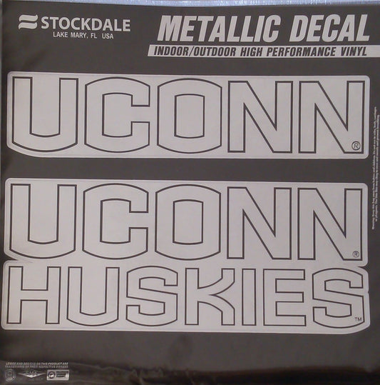 University of Connecticut Huskies UCONN Decal Sticker, Die Cut, 12 Inch, Chrome Shimmer Design, All Surface, Full Adhesive Backing